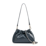 Pleated Cloud Chain Bag | Cowhide Small Silver Ball Minimalist Crossbody Bag