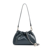 Pleated Cloud Chain Bag | Cowhide Small Silver Ball Minimalist Crossbody Bag