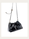 Pleated Cloud Chain Bag | Cowhide Small Silver Ball Minimalist Crossbody Bag