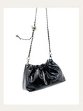 Pleated Cloud Chain Bag | Cowhide Small Silver Ball Minimalist Crossbody Bag