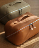 Premium Full-Grain Pebbled Leather Toiletry & Makeup Bag – Minimalist Design Travel-Ready Organiser For Women