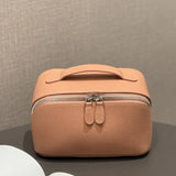 Premium Full-Grain Pebbled Leather Toiletry & Makeup Bag – Minimalist Design Travel-Ready Organiser For Women