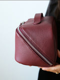 Premium Full-Grain Pebbled Leather Toiletry & Makeup Bag – Minimalist Design Travel-Ready Organiser For Women