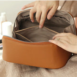 Premium Full-Grain Pebbled Leather Toiletry & Makeup Bag – Minimalist Design Travel-Ready Organiser For Women