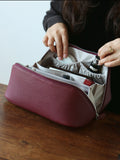 Premium Full Grain Pebbled Leather Makeup Bag With Minimalist Designer Travel Toiletry Bag For Women