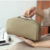 Premium Full-Grain Pebbled Leather Toiletry & Makeup Bag – Minimalist Design Travel-Ready Organiser For Women