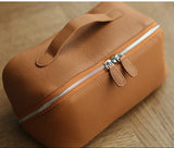 Premium Full-Grain Pebbled Leather Toiletry & Makeup Bag – Minimalist Design Travel-Ready Organiser For Women
