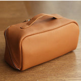 Premium Full-Grain Pebbled Leather Toiletry & Makeup Bag – Minimalist Design Travel-Ready Organiser For Women