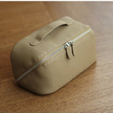 Premium Full-Grain Pebbled Leather Toiletry & Makeup Bag – Minimalist Design Travel-Ready Organiser For Women