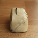 Premium Full-Grain Pebbled Leather Toiletry & Makeup Bag – Minimalist Design Travel-Ready Organiser For Women