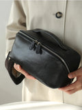 Premium Full-Grain Pebbled Leather Toiletry & Makeup Bag – Minimalist Design Travel-Ready Organiser For Women