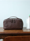 Premium Full-Grain Pebbled Leather Toiletry & Makeup Bag – Minimalist Design Travel-Ready Organiser For Women