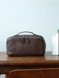 Premium Full Grain Pebbled Leather Makeup Bag With Minimalist Designer Travel Toiletry Bag For Women