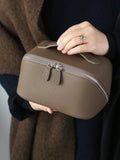 Premium Full-Grain Pebbled Leather Toiletry & Makeup Bag – Minimalist Design Travel-Ready Organiser For Women