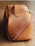 Premium Full Grain Pebbled Leather Makeup Bag With Minimalist Designer Travel Toiletry Bag For Women