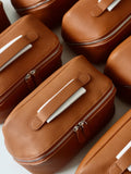Premium Full Grain Pebbled Leather Makeup Bag With Minimalist Designer Travel Toiletry Bag For Women