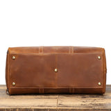 Alexel Crafts Crazy Horse full grain leather travel duffle bag with trolley sleeve in Dark Brown, detail view 10