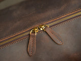 Crazy Horse Full Grain Leather Travel Duffle Bag with Trolley Sleeve | Weekender Tote for Men & Women
