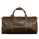 Crazy Horse Full Grain Leather Travel Duffle Bag with Trolley Sleeve | Weekender Tote for Men & Women