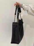 Premium Handwoven Lambskin Tote Bag | Handcrafted Vintage Lock Drawstring Spacious & Versatile Shoulder Bag, Lambskin Shopper