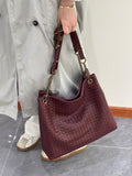 Premium Handwoven Lambskin Tote Bag | Handcrafted Vintage Lock Drawstring Spacious & Versatile Shoulder Bag, Lambskin Shopper