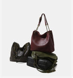 Premium Handwoven Lambskin Tote Bag | Handcrafted Vintage Lock Drawstring Spacious & Versatile Shoulder Bag, Lambskin Shopper