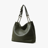 Premium Handwoven Lambskin Tote Bag | Handcrafted Vintage Lock Drawstring Spacious & Versatile Shoulder Bag, Lambskin Shopper