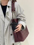 Premium Handwoven Lambskin Tote Bag | Handcrafted Vintage Lock Drawstring Spacious & Versatile Shoulder Bag, Lambskin Shopper