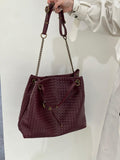 Premium Handwoven Lambskin Tote Bag | Handcrafted Vintage Lock Drawstring Spacious & Versatile Shoulder Bag, Lambskin Shopper
