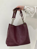 Premium Handwoven Lambskin Tote Bag | Handcrafted Vintage Lock Drawstring Spacious & Versatile Shoulder Bag, Lambskin Shopper