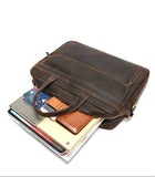 Premium Men's Crazy Horse Cowhide Leather Briefcase | 16-inch Laptop Messenger for Business & Travel