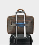 Premium Men's Crazy Horse Cowhide Leather Briefcase | 16-inch Laptop Messenger for Business & Travel