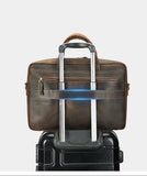 Premium Men's Crazy Horse Cowhide Leather Briefcase | 16-inch Laptop Messenger for Business & Travel