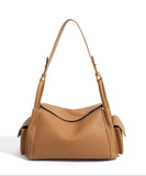 Soft Cowhide Leather Hobo Shoulder Bag – Adjustable Crossbody Commuter Bag for Women | Magnetic Clasp, Multiple Pockets