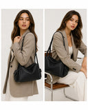 Soft Cowhide Leather Hobo Shoulder Bag – Adjustable Crossbody Commuter Bag for Women | Magnetic Clasp, Multiple Pockets