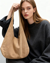 Premium Suede Hobo Purse & Tote Bag for Women | Handcrafted Suede Bucket Bag Apricot