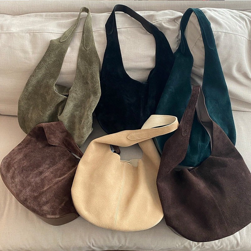 Premium Suede Hobo Purse & Tote Bag for Women | Handcrafted Suede Bucket Bag