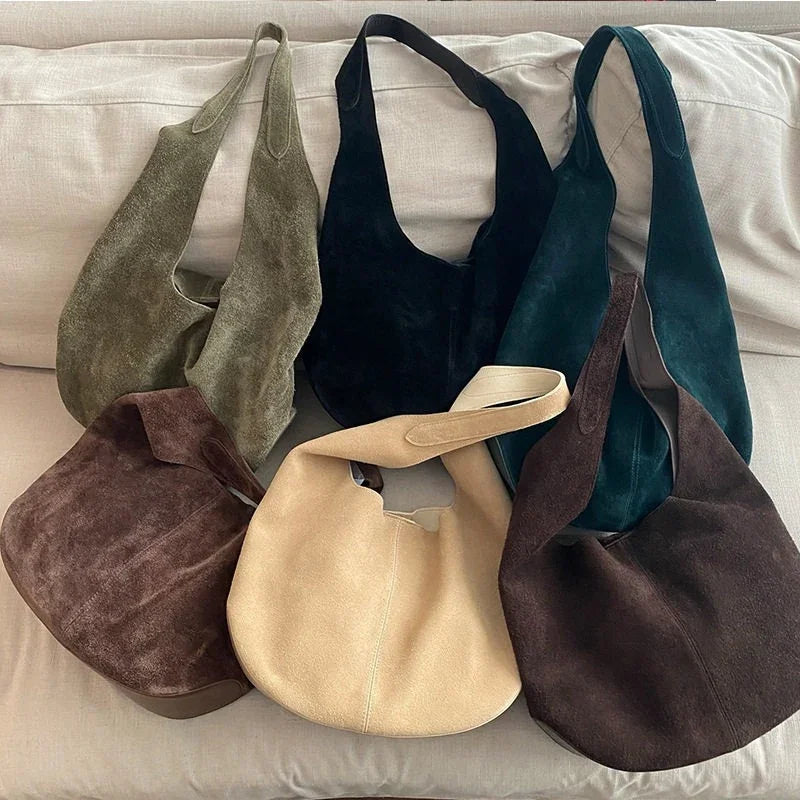 Premium Suede Hobo Purse & Tote Bag for Women | Handcrafted Suede Bucket Bag
