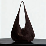 Premium Suede Hobo Purse & Tote Bag for Women | Handcrafted Suede Bucket Bag dark brown