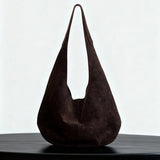 Premium Suede Hobo Purse & Tote Bag for Women | Handcrafted Suede Bucket Bag dark brown