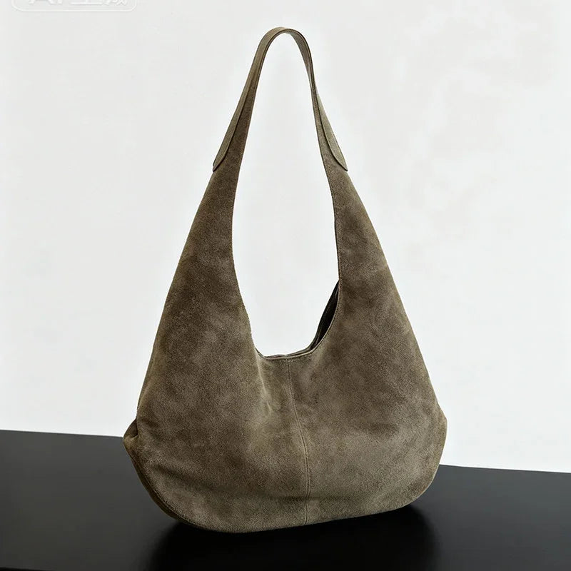 Premium Suede Hobo Purse & Tote Bag for Women | Handcrafted Suede Bucket Bag grass green