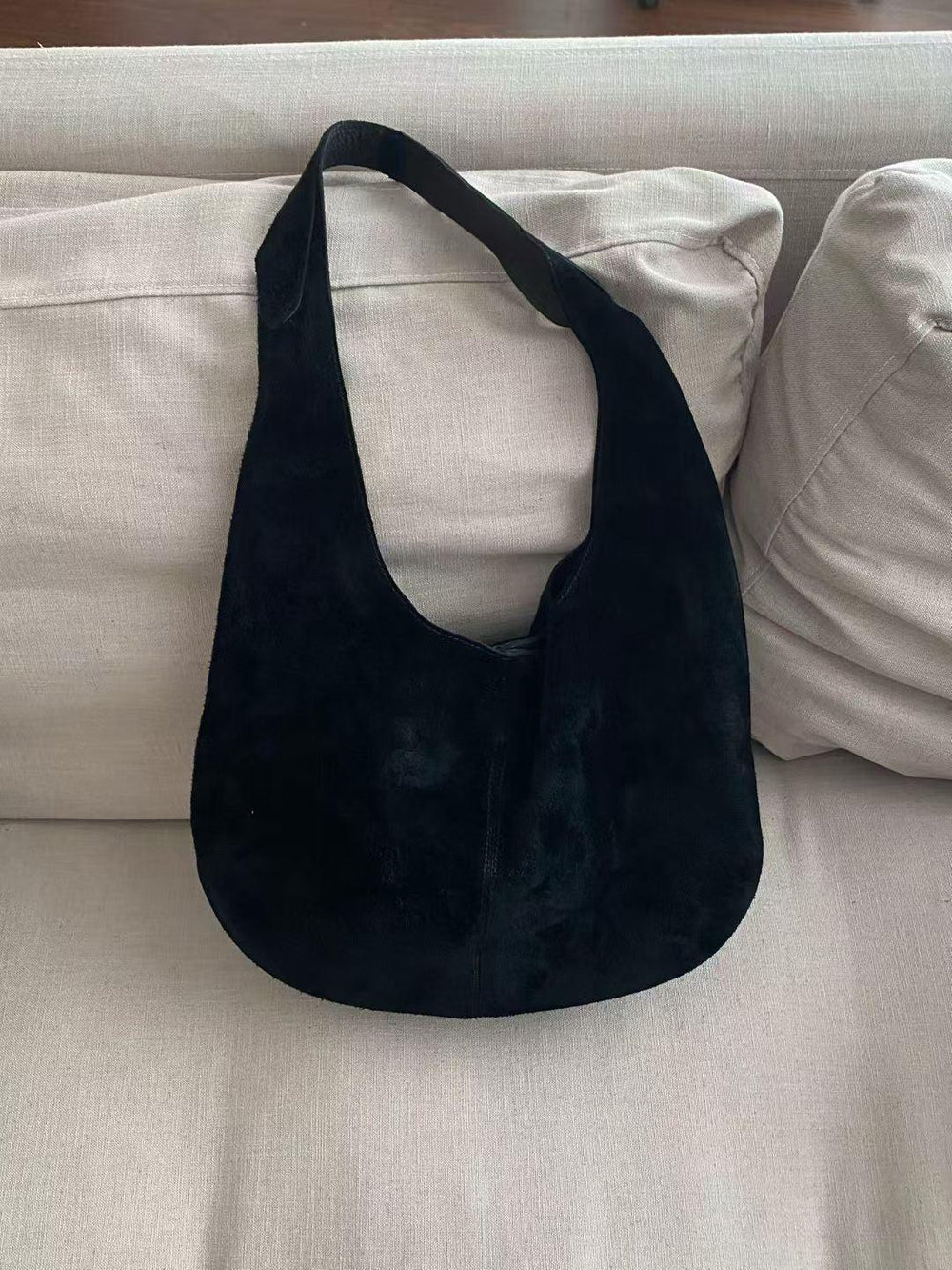 Premium Suede Hobo Purse & Tote Bag for Women | Handcrafted Suede Bucket Bag black