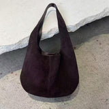 Premium Suede Hobo Purse & Tote Bag for Women | Handcrafted Suede Bucket Bag dark brown