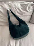 Premium Suede Hobo Purse & Tote Bag for Women | Handcrafted Suede Bucket Bag vintage green