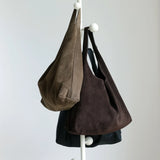 Premium Suede Leather Large Hobo Tote | Minimalist Slouchy Cowhide Leather Commuter Bag