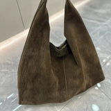 Premium Suede Leather Large Hobo Tote | Minimalist Slouchy Cowhide Leather Commuter Bag