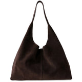 Premium Suede Leather Large Hobo Tote | Minimalist Slouchy Cowhide Leather Commuter Bag