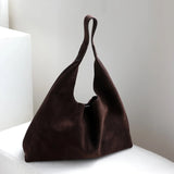 Premium Suede Leather Large Hobo Tote | Minimalist Slouchy Cowhide Leather Commuter Bag