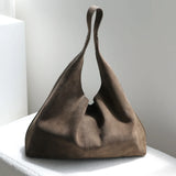 Premium Suede Leather Large Hobo Tote | Minimalist Slouchy Cowhide Leather Commuter Bag
