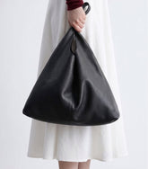 Premium Suede Leather Large Hobo Tote | Minimalist Slouchy Cowhide Leather Commuter Bag